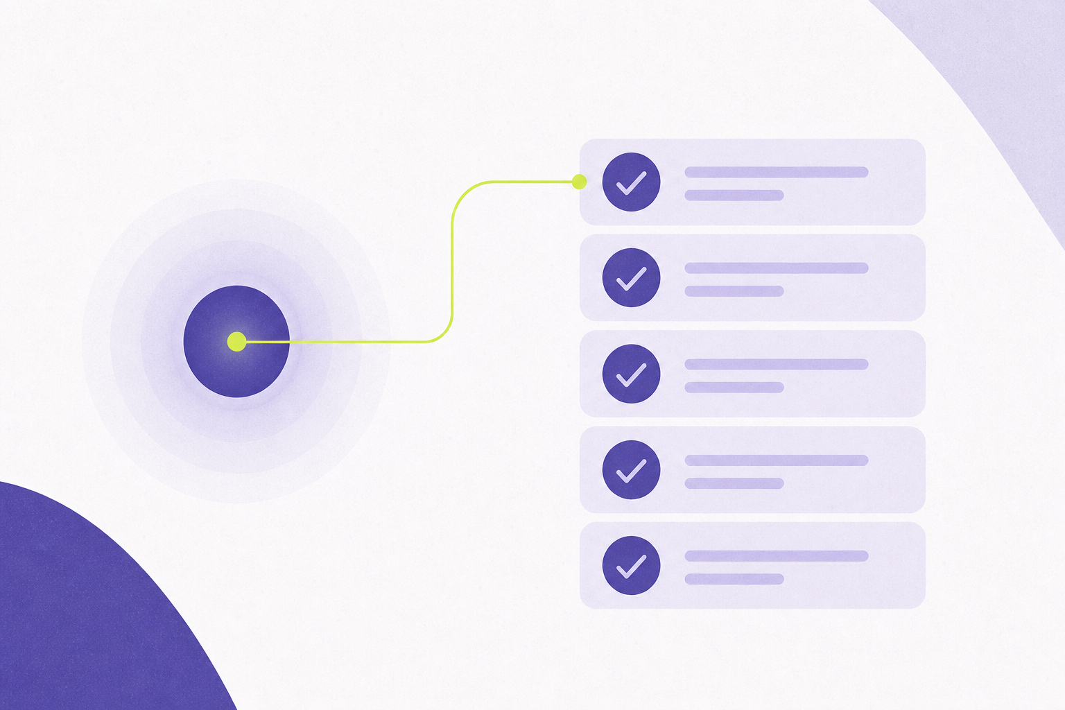 Flat illustration of a glowing node reaching into a checklist