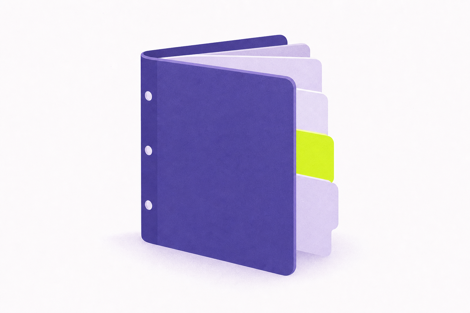 Flat illustration of a bound binder with tabbed dividers